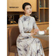 Pink and blue wardrobe oriental charm artistic smudge dress for women's autumn clothes new lace-up waist long-sleeved skirt 533L702 Vanilla Apricot L