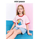 MiniPeace heat-blocking and anti-bacterial Sesame Street co-branded Peacebird children's clothing girls pink short-sleeved T-shirt summer wear crystal powder 140