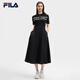 Fila Offizielles Frauenkleid 2025 Sommer Neue Mode lässig einfache schlanke kurzärmelige Rock, Black-Bk S 160/80A/S