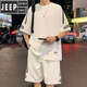 JEEP SPIRIT casual sports casual suit men's summer short-sleeved T-shirt men's black half-sleeved men's T-shirt teenagers a handsome set FKS653 black suit XL (about 130-150Jin Jin equals 0.5 kg can be worn)