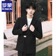 ROMON high-end new Chinese style Zhongshan suit for men, engagement, groom, wedding, national style metal lock suit jacket, black jacket + pants + stand collar white shirt XL