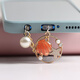 Cute starfish shell imitation pearl mobile phone charging port earphone hole dustproof plug jewelry pendant plug male and female couple single oval type-c charging plug A blue starfish