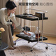 Visa Genji Bois X Visa Sides en bois massif du coin de vie plusieurs chariots rétro noirs Table d'appoint de canapé mobile (699 * 400 * 800 mm)