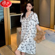 Langsha nightgown women's summer short-sleeved cardigan pajamas sexy thin dress summer home clothes 11972 average size [80Jin[Jin equals 0.5 kg]-135Jin[Jin equals 0.5 kg]]