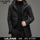 Lilang men's mid-length suit men's winter 90 white duck down business casual hooded thickened warm jacket Black 1355 L 175 Suggestions [120-140Jin [Jin equals 0.5 kg]]