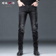 Encourage jeans men's slim feet men's casual men's clothing youth washing long pants men's spring and summer 1048-Black official 28