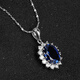 Guran Princess Diana sapphire women's pendant sterling silver platinum-plated colorful gemstone necklace tanzanite color gemstone egg-shaped necklace without chain