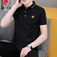 Pier Cardin short-sleeved Polo shirt men's solid color lapel summer trendy T-shirt top handsome young people's new half-sleeved T-shirt white Q682 L handsome new