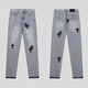 Heart Crome Heart CH FANTARIO CH Washable Old Cross Leather Jeans Men and Women Light Luxury Pants Luxury pantalones rectos tienda de hombres y mujeres 9905 azul claro 28