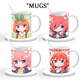 Boda de flores periféricas de cinco tamaños Nakano Miku Four Hojas de hojas de agua de alto valor anime XR1349-Taza exquisita de puñado de puñado blanco [Taza + cuchara]