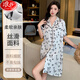 Langsha nightgown women's summer short-sleeved cardigan pajamas sexy thin dress summer home clothes 11972 average size [80Jin[Jin equals 0.5 kg]-135Jin[Jin equals 0.5 kg]]