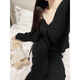 Fhhuabd French Pure Lace Sexy Women's Pajama с грудной подушкой с тремя частями набор весной и осенней подвеской для подвески для дома кардигана.