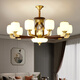 
HP's latest new Chinese chandeliers living room lights walnut color Chinese style bedroom dining room lights modern atmosphere HX9928 head three-color light