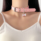 Oeinchoker collar female dog puppy necklace puppy collar bone collar pink collar sexy sm traction rope pink bone pendant collar free traction rope collar 40~48cm adjustable | traction rope 109cm