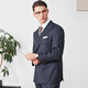 By Creations Perpin Wool Suit Men's Light Business Commuting Formal Fit Groom Wedding Dress Striped Suit Navy 44