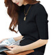 
COLORFUL GEMS new fashionable knitted sweater spring and autumn five-point sleeve base shirt women's clothing 2025 9901-Khaki-five-point sleeve S