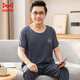 Catman (Miiow) Herren-Pyjamas Baumwollseide Sommer kurzärmelige lange Hose Baumwolle mittlere Alters und älterer dünner Stil Künstliche Baumwolle Runde Hals-Kleidung 2691 3xl empfohlen 160-190jin [Jin gleich 0,5 kg]