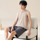 Modal simple pijama de algodón puro simple para hombres, pantalones cortos de chaleco sin mangas de verano delgados de algodón de algodón se puede usar ropa de hogar cómoda fuera de Omm13657 hombres l -