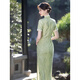 The new Chinese style girl with the European (YIOU) green cheongsam temperament, the new summer college entrance examination, the young and small person 9716 yellow cheongsam XL
