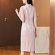 Dainaya Cheongsam Damen 2025 Frühlings- und Sommer Neues großer Frauenkleidung Chinesische Stil Chinesische Stil täglicher Verbesserung Retro Hanfu Kleid 1591 Pink L