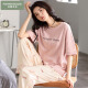 Langsha pajamas for women in summer 2025 new pure cotton thin loose home clothes short-sleeved trousers casual and can be worn out for 7371 L [recommended 100-120 Jin [Jin equals 0.5 kg]]