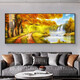 He Jiangong's golden living room hanging paintings modern atmospheric sofa background wall decoration paintings Golden Avenue landscape oil paintings murals l3294-Hongyun Dangtou-b 280*110cm4 meters sofa about 4 meters elegant