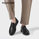 Chaussures pour hommes Yierkang Chaussures en cuir masculin 2025 Été Nouveau vraihide vraie aux coups de vache et respirant des affaires de semelle douce à un pied chaussures décontractées noir 42