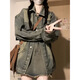 XCFreht Retro American Waschles Denim Ripped Jacke für Frauen Frühling und Herbst Lose und vielseitig neue Design Nischenjacke Top 12401 Denim Jacke M Empfohlen 95-110jin [Jin entspricht 0,5 kg]
