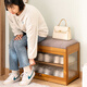 Old bamboo craftsman's home entry shoe changing stool, door shoe cabinet, integrated stool storage rack, entrance shoe stool, sit-on soft shoe rack