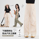 
Pitt children's work pants spring and autumn wide-leg pants for girls 2025 new outdoor paratrooper pants for girls large children sports quick-drying pants 15261 light khaki +15265 apricot color 160 cm