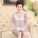 
Modal middle-aged mother ice silk thin style summer middle-aged and elderly women silk. Silk short-sleeved pajamas and women's home clothes set 683 bean paste (cross sleeve trousers) L [recommended 80-100 Jin [Jin equals 0.5 kg]]