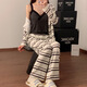 Coloridas gemas Pajamas de seda de hielo Mujeres Estilo coreano Sostante de manga larga Set de tres piezas Ropa para el hogar Guangzhou 13th Line KKH-12397 185 XXL
