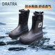 DRATRA-Regenstiefel modische wasserdichte Regenstiefel Abdeckung für Frauen, die Anti-Rutsch-Mittelröhrchen-Kee-resistente weiche Spulenregenregen Regenstiefel beige L (245 mm) geeignet (Größe 38-39)