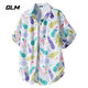GLM Chemise à manches courtes pour hommes Silk Silk à séchage rapide Shirt à manches à manches mi-manche personnalisée SHEPT PLACE CHIRT CHIRT 7029 Maldives Blue M Single Taille