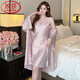 Langsha Light Luxury New Sexy Sexy Sexy Pajama для женщин в летней подвесной ночной рубашке весны и осенней льдом Silk Silk Lemport Thin Home Cust S9901# Putterfly Purple M 80-Jin [Jin равняется 0,5 кг]