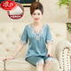 
LangSha (LangSha) with breast pad middle-aged mother pajamas for women in summer silk thin short-sleeved cool silk middle-aged and elderly home clothing set AYM684 silver [high-end counter quality] 3XL with breast pad