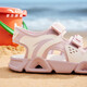 ANTA children's sandals, men's and women's shoes, 2026 summer new summer Velcro children's open toe Lingbo arch beach shoes for girls, light pink/ivory white-10 35