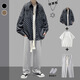 Rongxitu khaki veste en damier chemise beau set de cinq pièces pour hommes de la carte de style nouveau et automne 684 + manches courtes blanches + pantalon de corde gris + collier + chaussettes S La qualité est plus élevée que celle des pairs