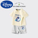Disney Boys Suit 2025 Summer NUEVO estilo pequeño y mediano tamaño infantil para niños cortos de manga corta de dos piezas de ropa de algodón puro para niños AP14034 White + I13799K azul marino 105