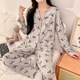 Ziwei Qifeng bow suspender pajamas for women with chest pad three-piece collar cardigan jacket long-sleeved home clothing set 13803 black three-piece set with chest pad 185 XXL recommendation 140-155