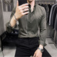 HUALIN FASHION痞帅男士衬衫春秋季潮流修身条纹衬衣2025 GWH-753黑色 L 适合107-127斤以内