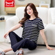 Catman (Miiow) Nuevo pijamas para mujeres en verano algodón puro delgada delgada pantalones de manga corta String Strip para ropa al aire libre 7374 Verde M [80-100Jin [Jin es igual a 0.5 kg]]]