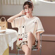 帕兰朵夏季睡衣女卡通可爱薄款学生短袖短裤春秋天两件套装可外穿家居服 GXT6630 2XL (建议130-145斤)