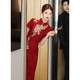 Fuyi Haoxin Chinese style engagement cheongsam for women small red toasting suit bride summer high-end Xiuhe suit homecoming suit S