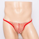 Men's underwear sexy men's underwear U convex bag transparent lace mesh see-through thong men's one size 2 YZD-gold lace T-pants-red and black combination