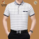 Woodpecker 2020 summer short-sleeved T-shirt for men middle-aged mercerized cotton casual lapel loose plaid t-shirt large size dad suit light green 6625 M m 165