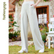 Fan Sheng Yoga High-Elastic Ice Silk Wide Leg Pants Women's Light and Cool Leisure Trousers F15916 Ice Coconut White M