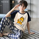 
Mannido children's pajamas boys short-sleeved trousers autumn clothes boys all-cotton air conditioning set big children teenagers pure cotton home clothes N9901 [short length] 170 XL code recommended 165-170cm