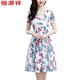 Hengyuanxiang ice silk floral dress mid-length 2025 new fashionable print middle-aged and elderly mothers dress to look slim skirt Ice silk 9904 skirt 5XL 165-180Jin[Jin equals 0.5 kg]
