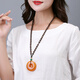 DL 1998 Fat Donglai same style beeswax long sweater chain retro style autumn and winter amber necklace blood amber pendant for men and women old honey long water drop/chicken wing wood chain
